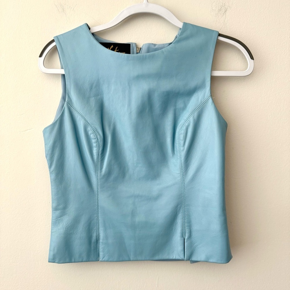 Vintage Neto Blue Leather Sleeveless Top